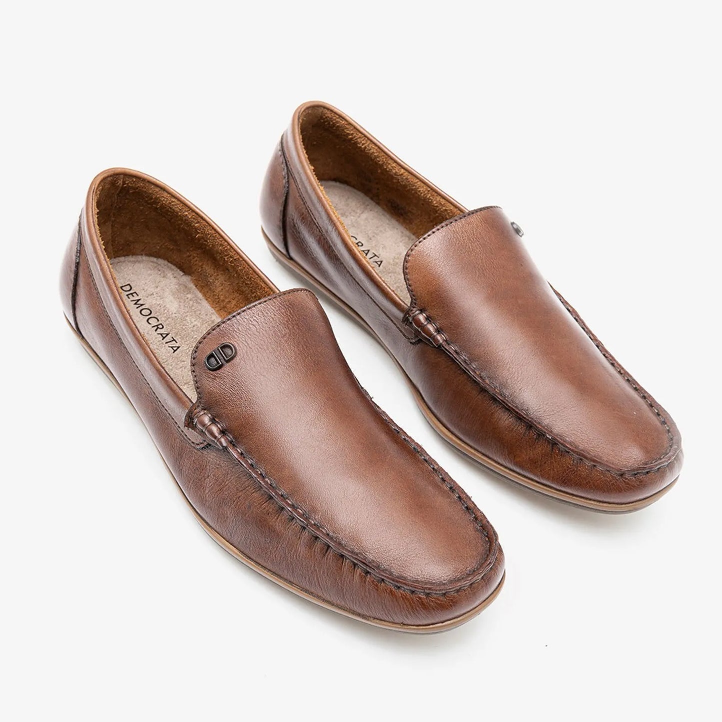 Mocassim Denim Tag Tan Marrom Democrata 226102-002