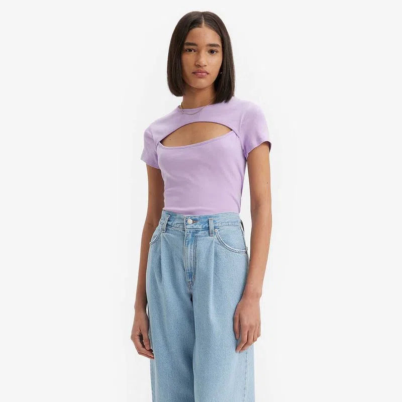 Blusa Com Recorte Manga Curta Lilás Levis A67410003