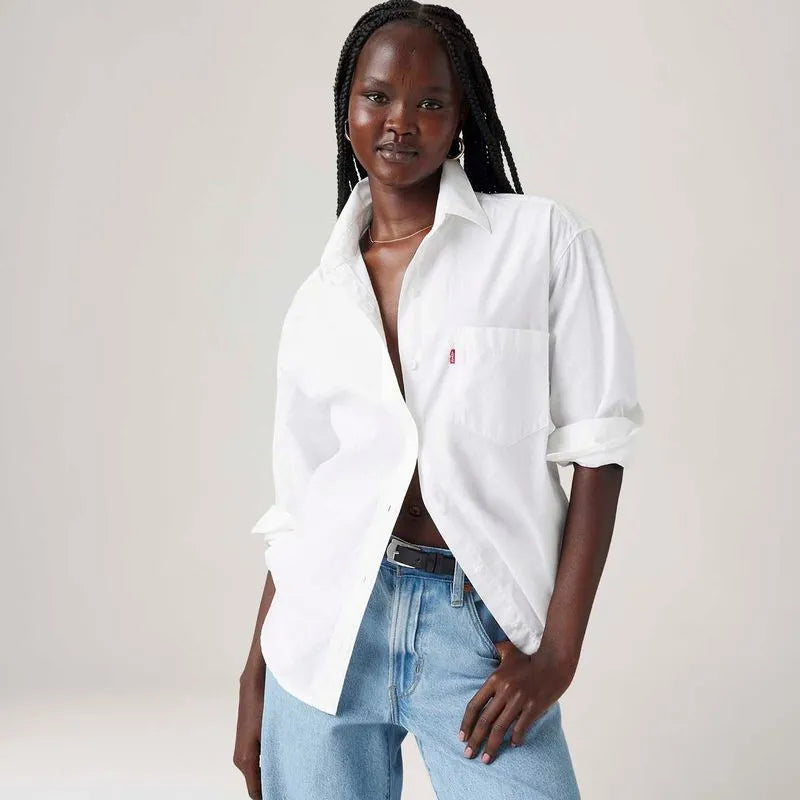 Camisa Harlie Branca Manga Longa Levis