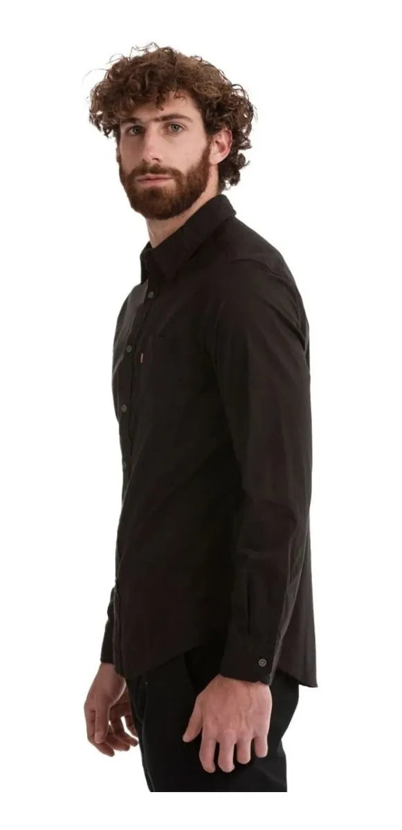 Camisa Levis Classic Standard Preta Manga Longa
