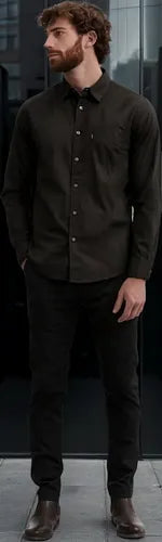 Camisa Levis Classic Standard Preta Manga Longa