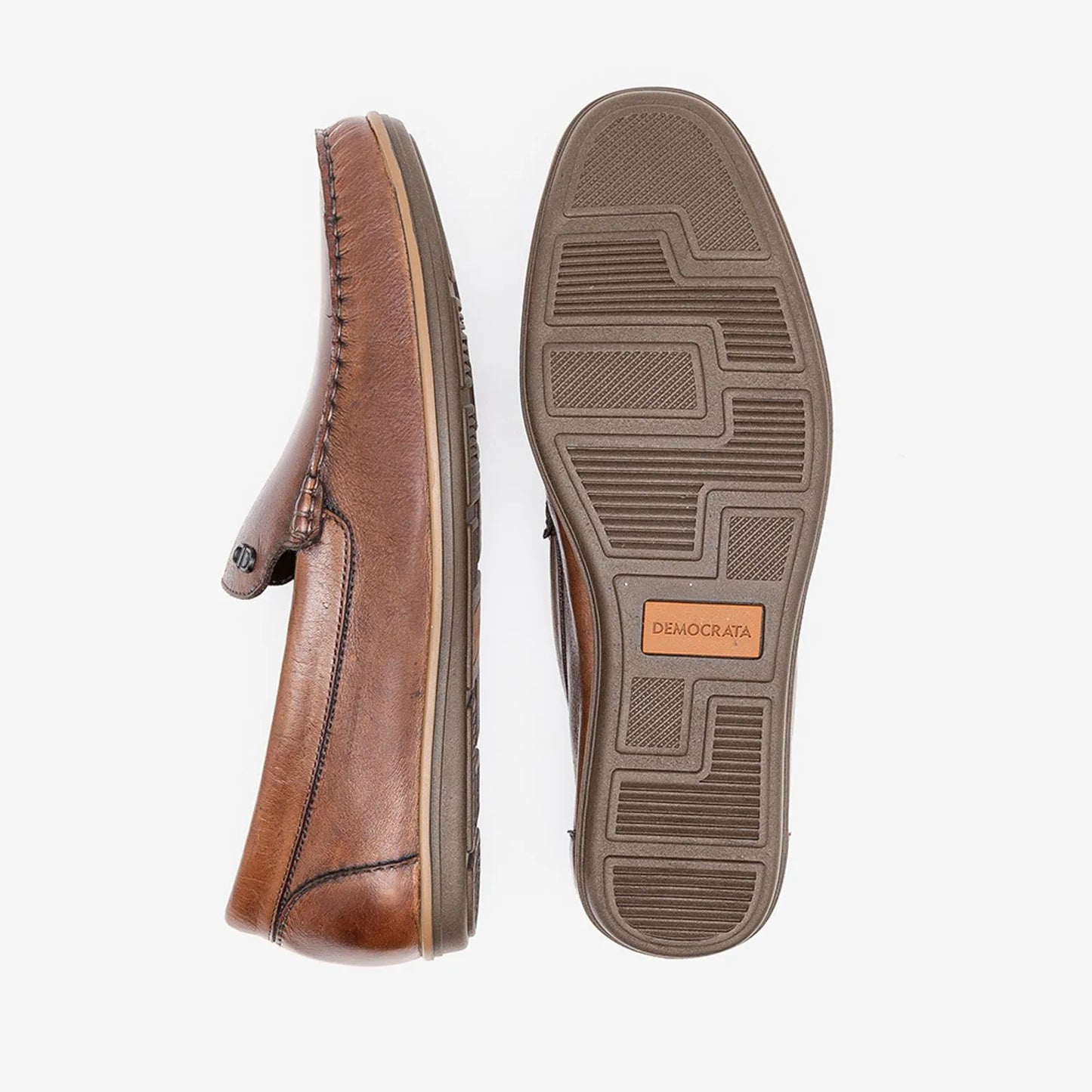 Mocassim Denim Tag Tan Marrom Democrata 226102-002