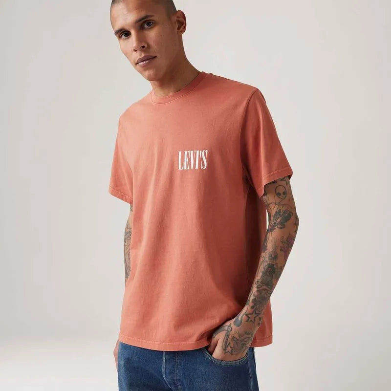 Camiseta Masculina Levis Relaxed Fit Laranja Manga Curta