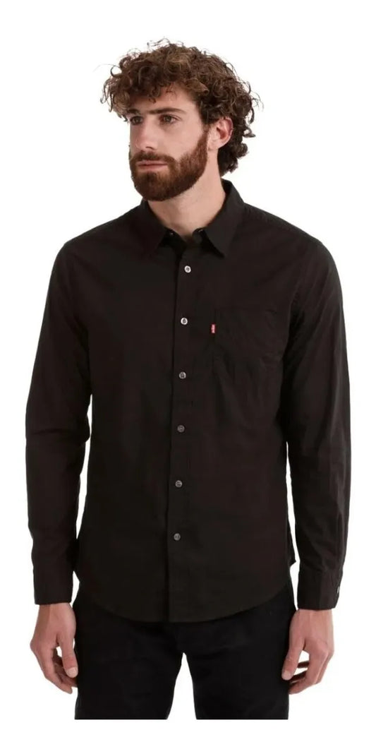 Camisa Levis Classic Standard Preta Manga Longa